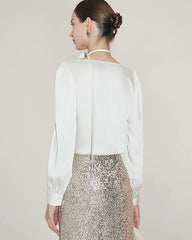 ドレープカラー シルクブラウス