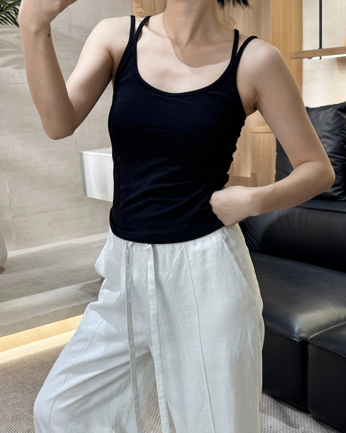 ブラッシュドウール カップ付き キャミソール