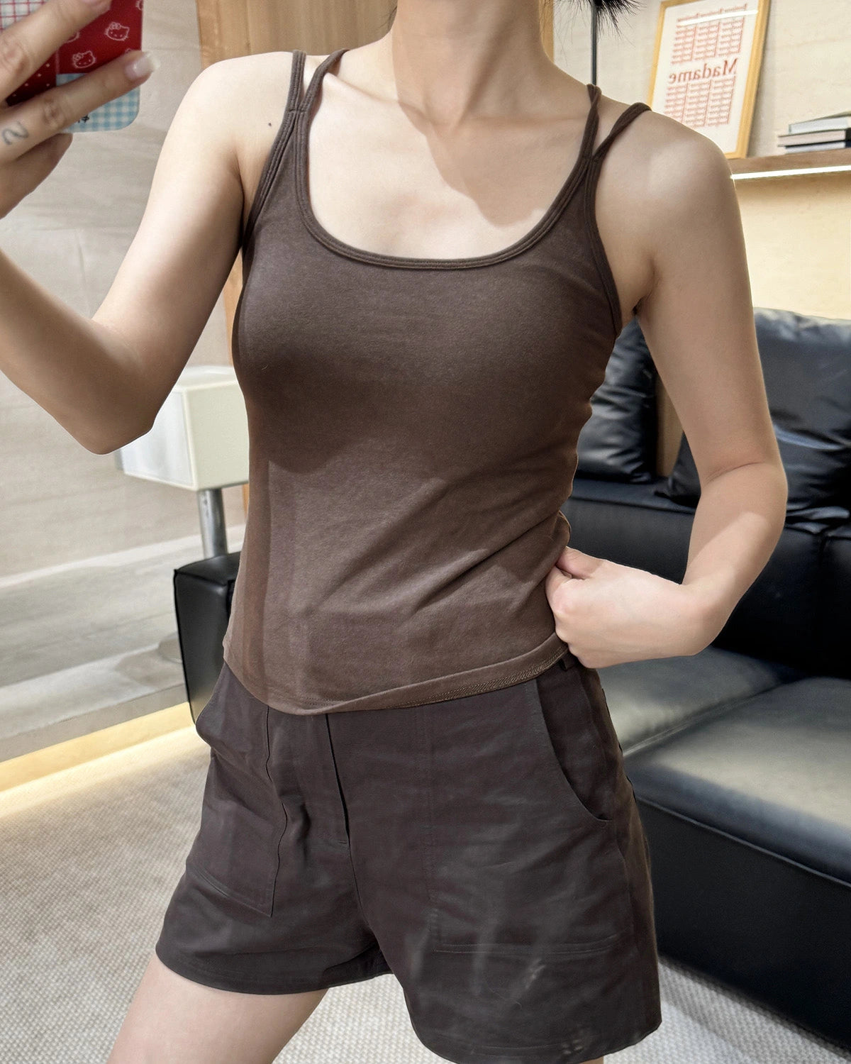 ブラッシュドウール カップ付き キャミソール