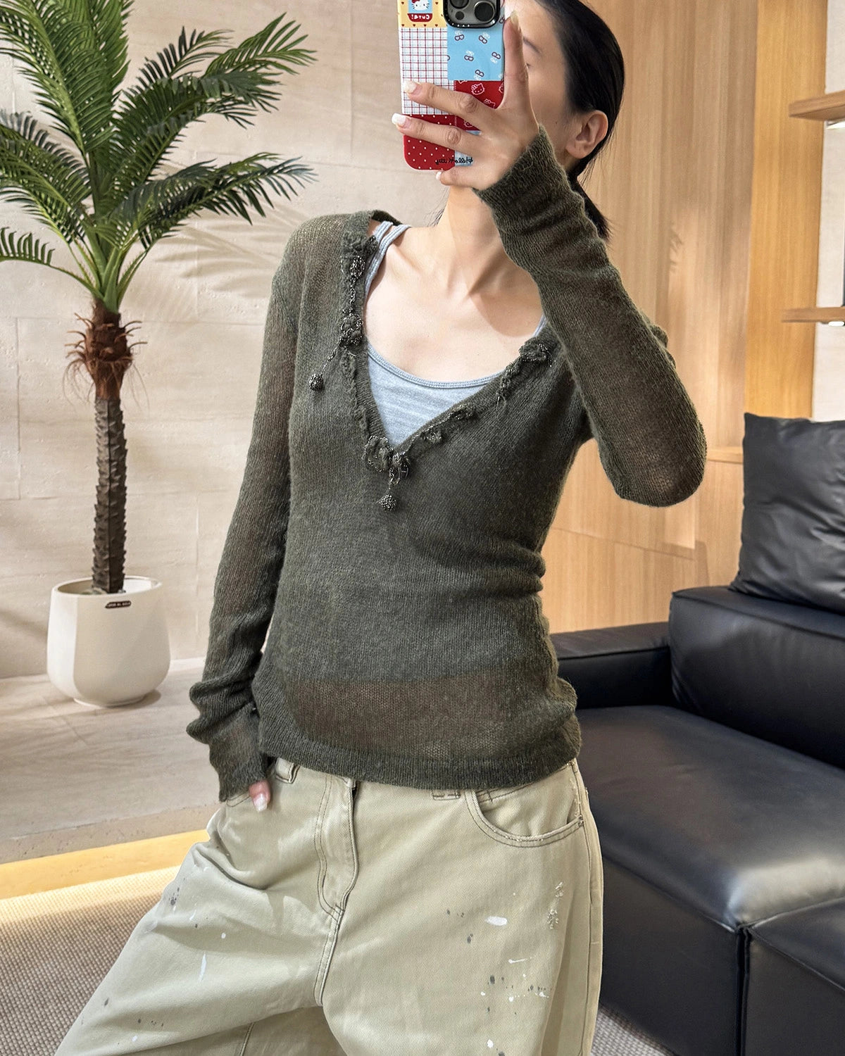 ブラッシュドウール カップ付き キャミソール