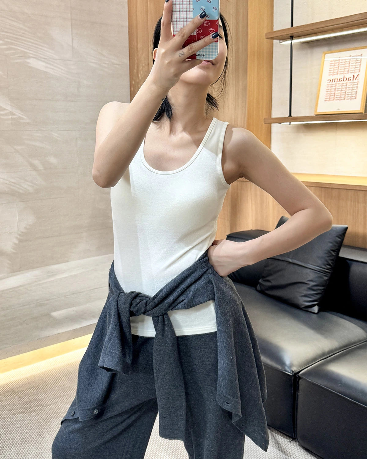 ウール素材のサーマルタンクトップ（内蔵ブラ付き）