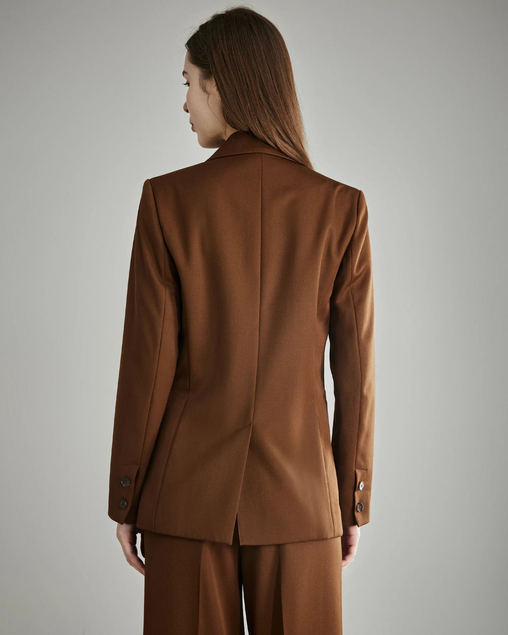 Wool Peak Lapel Blazer for Women, Caramel