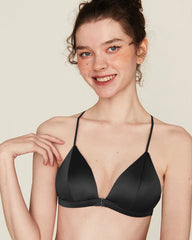 シルクフロントホックワイヤレスブラ＆ショーツセット
