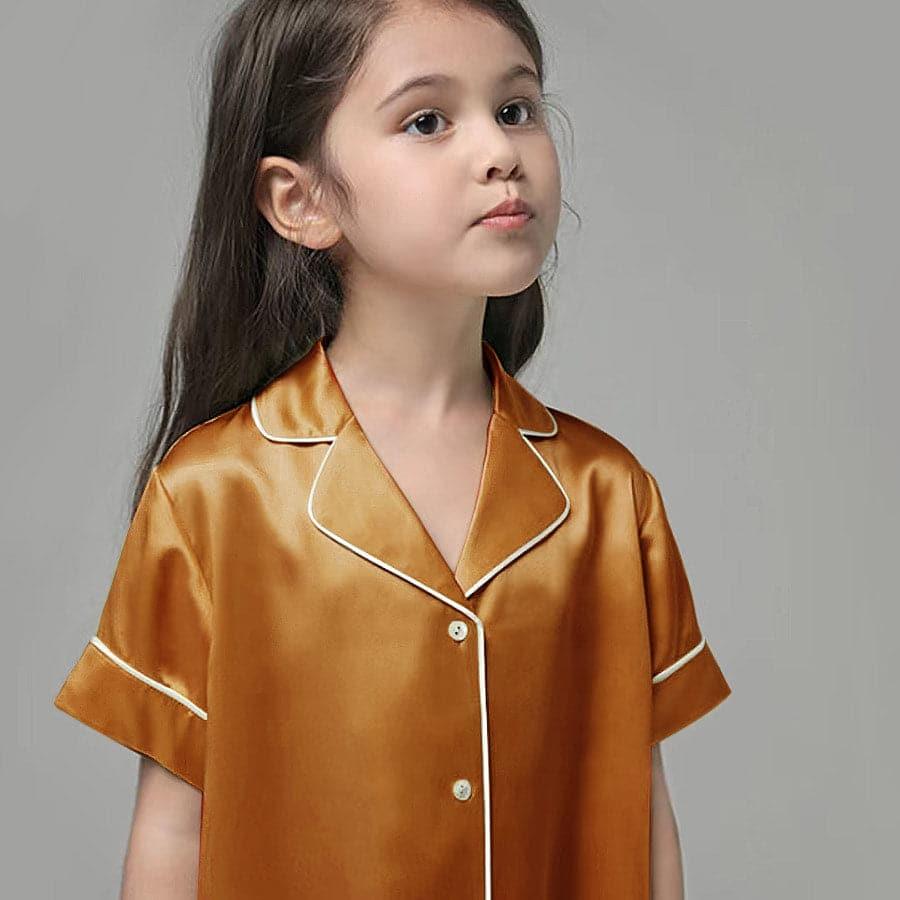 女の子用シルクナイトドレスブラウス風