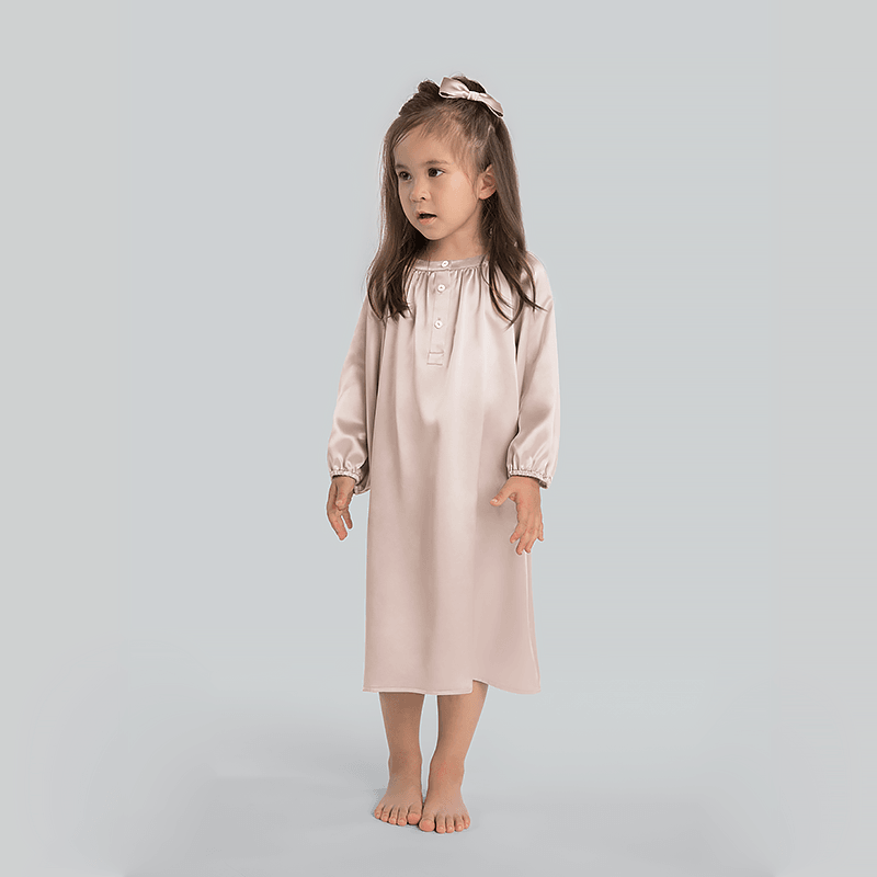 女の子向け長袖シルクシャツパジャマ