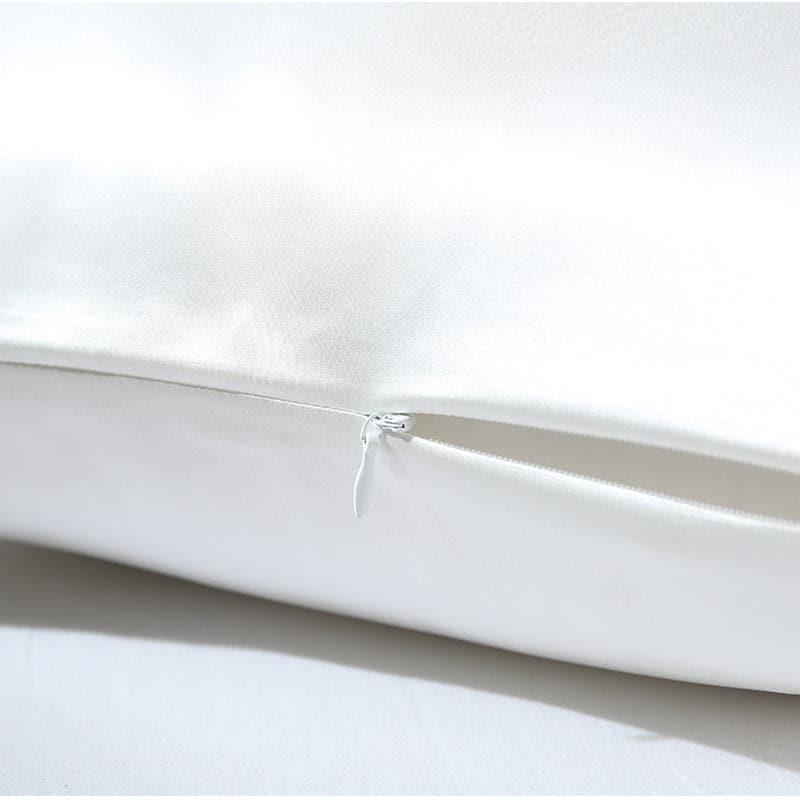 Zippered Single Sided Silk Pillowcase, White