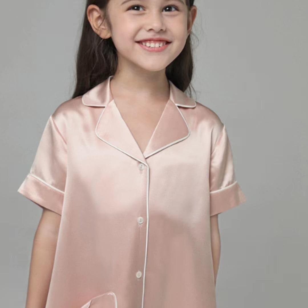 女の子用シルクナイトドレスブラウス風