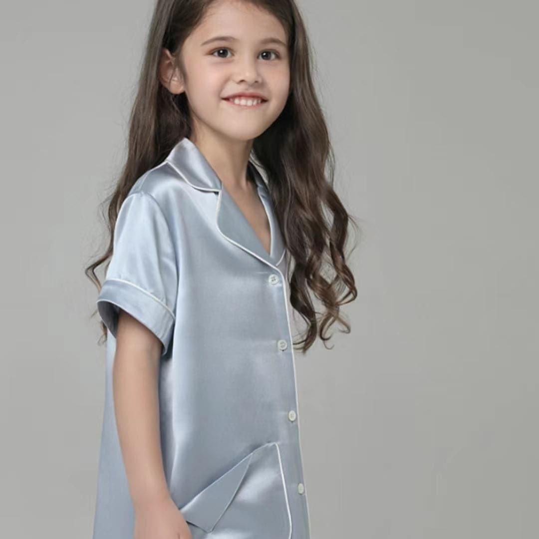 女の子用シルクナイトドレスブラウス風