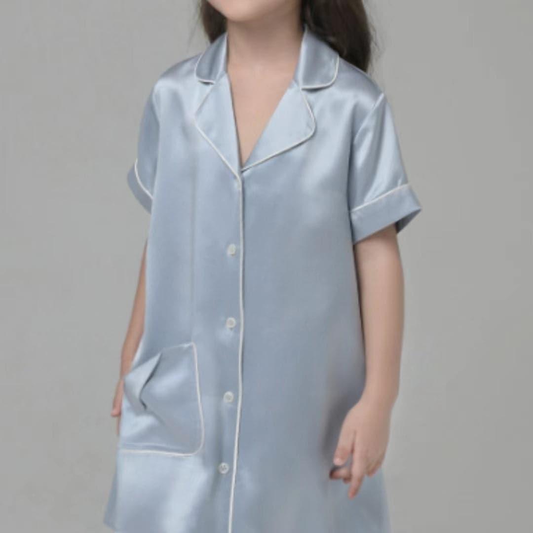 女の子用シルクナイトドレスブラウス風