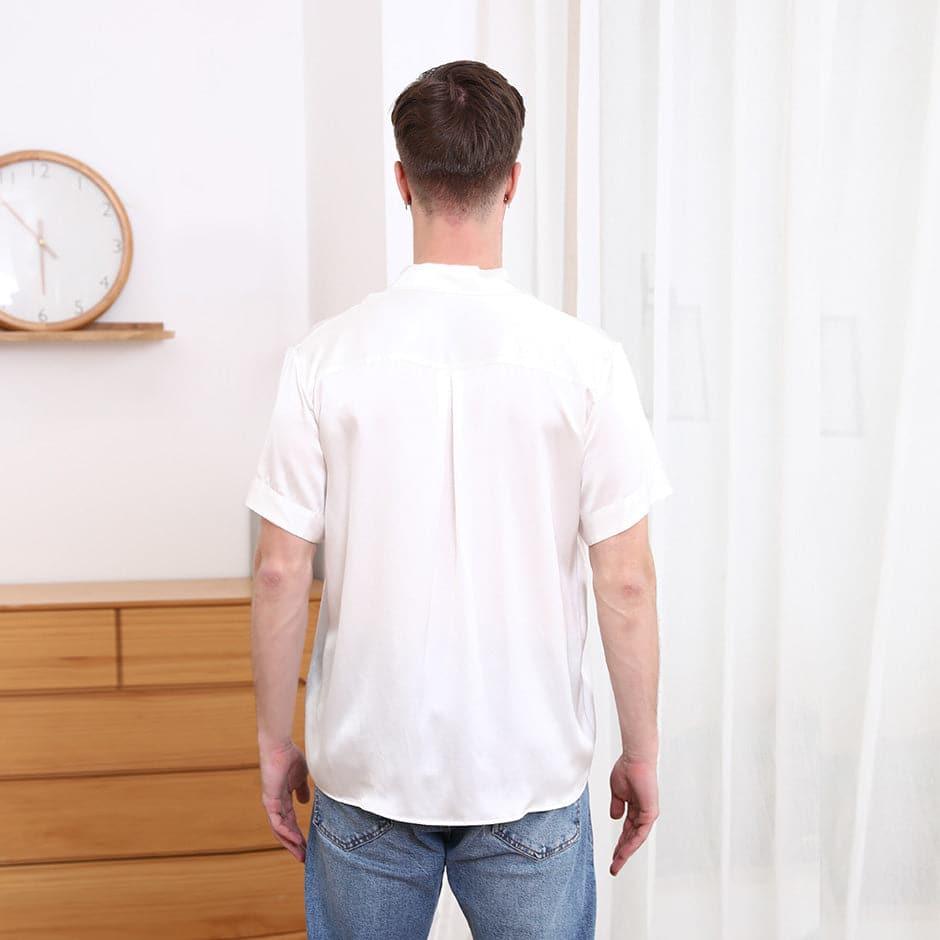 紳士用シルクシャツ｜やわらかラペルカラーの半袖ブラウス