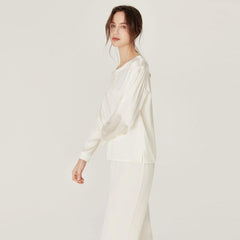 シルク製ラウンドネックプルオーバーパジャマセット