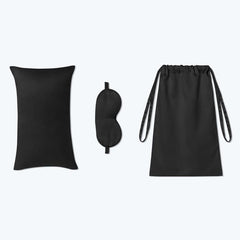 クッション付きアイマスク＆収納バッグ付き 3点セット シルクトラベルセット