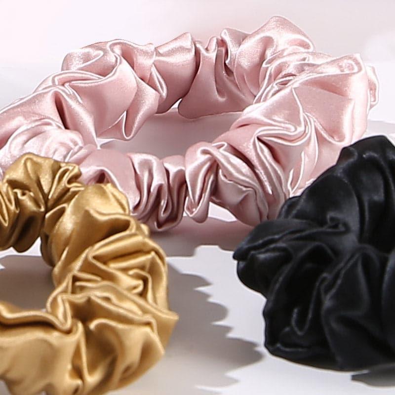 22モメ 2.5cm シルクヘアループシュシュ 4個セット