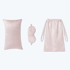 クッション付きアイマスク＆収納バッグ付き 3点セット シルクトラベルセット