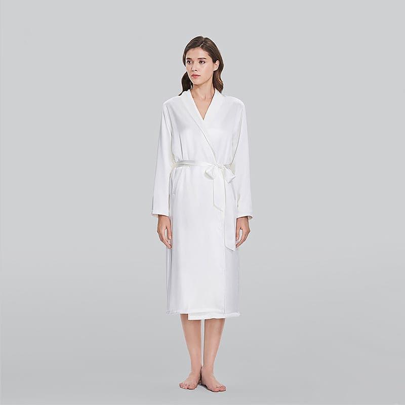 Silk and Velvet Reversible Robe for Winter Ivory