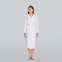 Silk and Velvet Reversible Robe for Winter Ivory