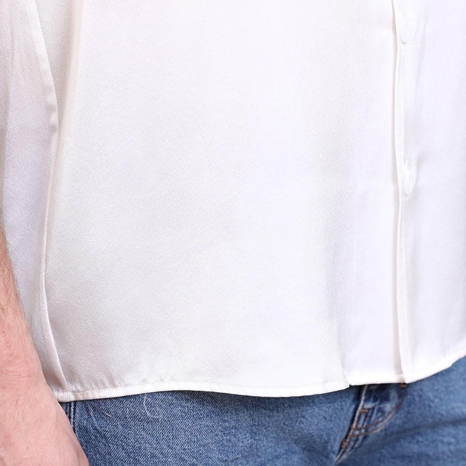 紳士用シルクシャツ｜やわらかラペルカラーの半袖ブラウス