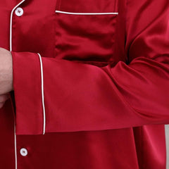 クラシックなカップル用ロングシルクパジャマ