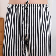 メンズシルクパジャマセット ホワイトストライプスタイル