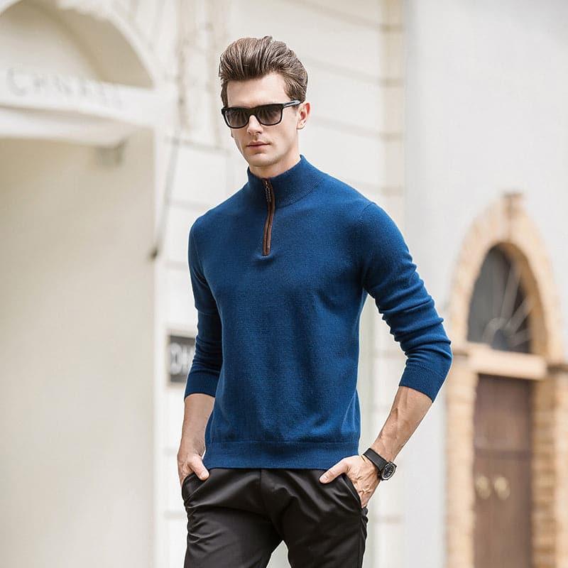 メンズカシミヤクォータージッププルオーバー