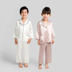 Classic Long Set Kid's Silk Pajamas