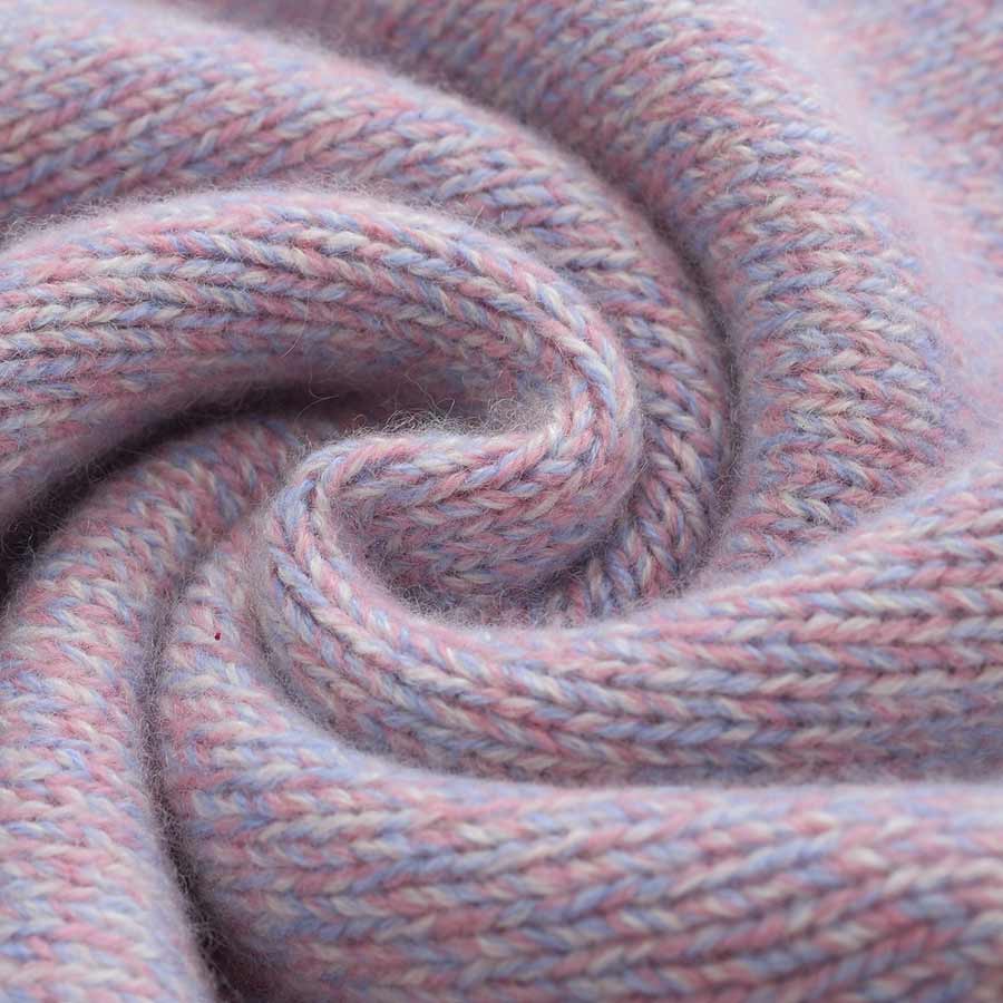 ライラック色カシミヤカーディガン パールボタン付き