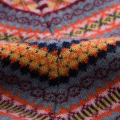 ストライプ柄ラウンドカラーカシミヤセーター