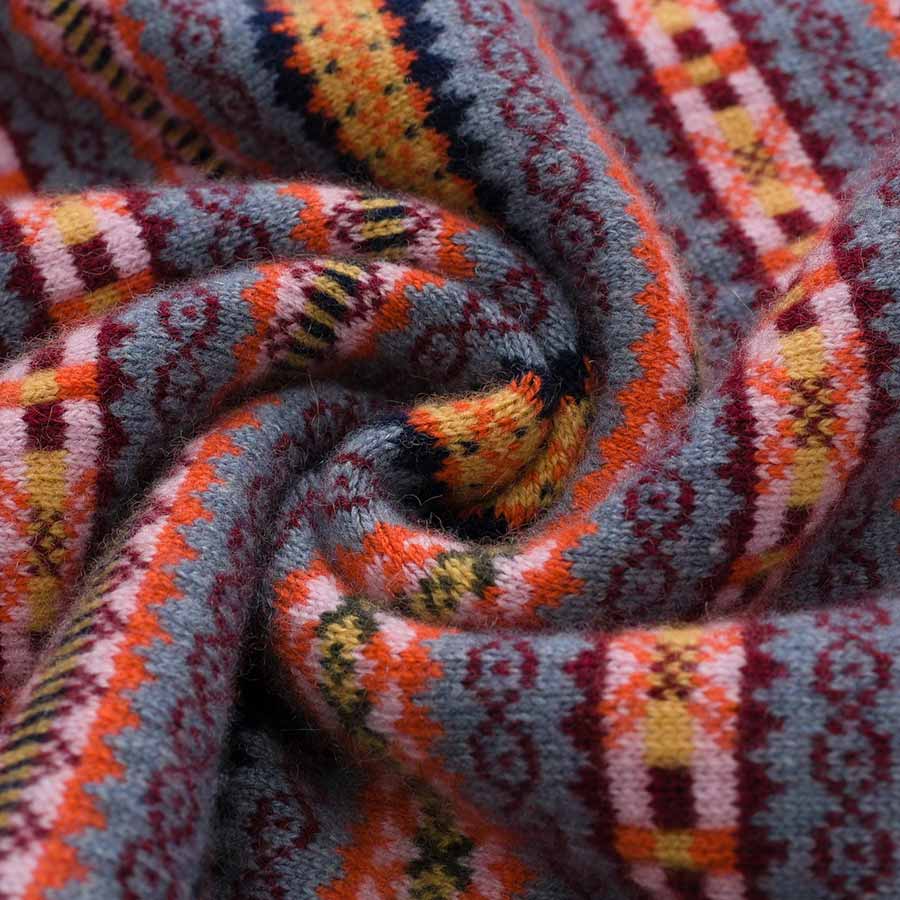 ストライプ柄ラウンドカラーカシミヤセーター