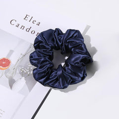 5CM Large Silk Hair Scrunchies, Navy