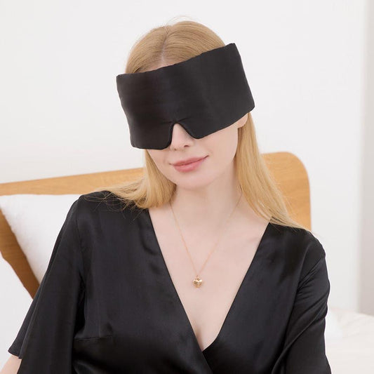 Face-Hugging Wide Double-Sided Silk Eye Mask, Black