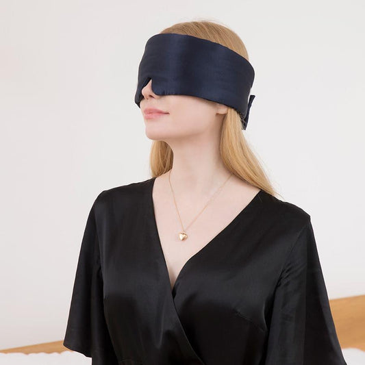 Face-Hugging Wide Double-Sided Silk Eye Mask, Black