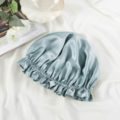 フリルデザインのシルクナイトキャップ