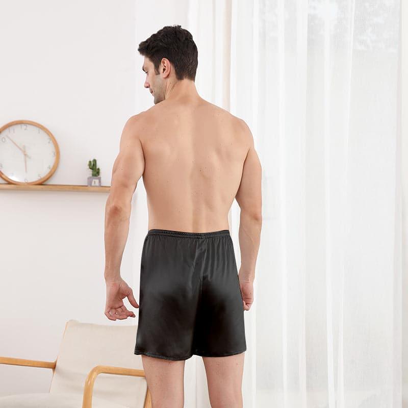 Luxury Fitted Draping Silk Boxer for Men, Black