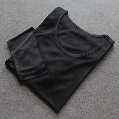 Mulberry Silk Long Thermal Underwear Set for Women Black