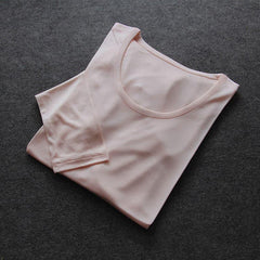 Mulberry Silk Long Thermal Underwear Set for Women Light Pink