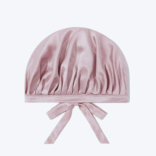 Silk Hair Care Sleep Cap With Bow Knot, Pink