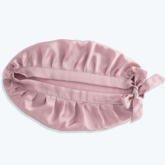 Silk Hair Care Sleep Cap With Bow Knot, Pink