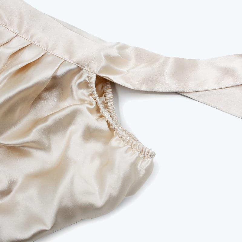 Silk Hair Care Sleep Cap With Bow Knot, Champagne