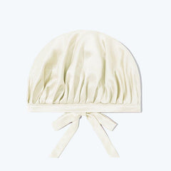 Silk Hair Care Sleep Cap With Bow Knot, Ivory
