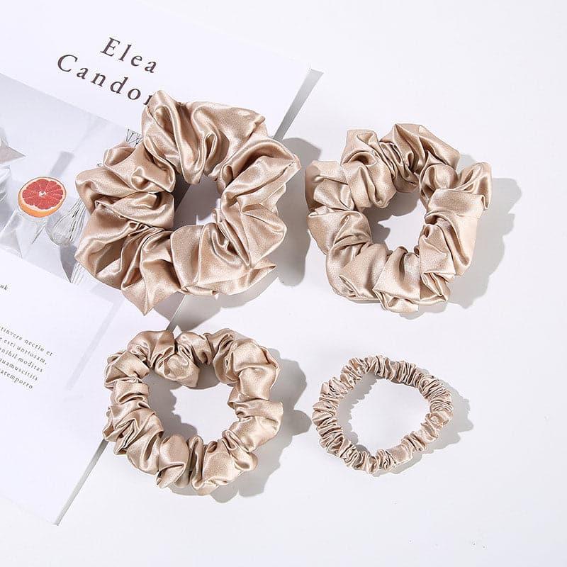 22 Momme Silk Hair Scrunchies 4PCS, Champagne