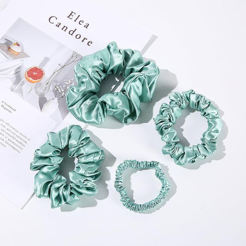 22 Momme Silk Hair Scrunchies 4PCS, Green