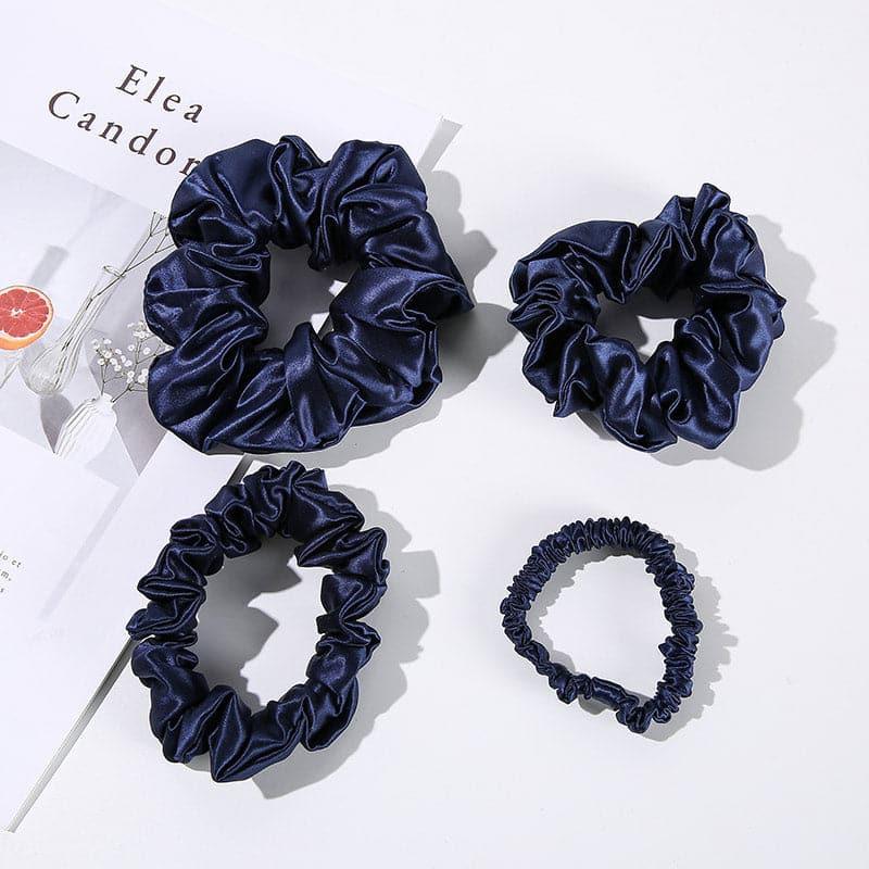 22 Momme Silk Hair Scrunchies 4PCS, Navy