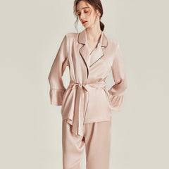 Silk Pajama Set with Robe, Pink