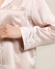 Relax Silk Shirt Shorts Pajamas Set, Pink