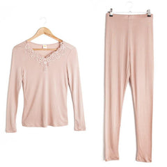 100% Silk Women Thermal Underwear Set, Pink