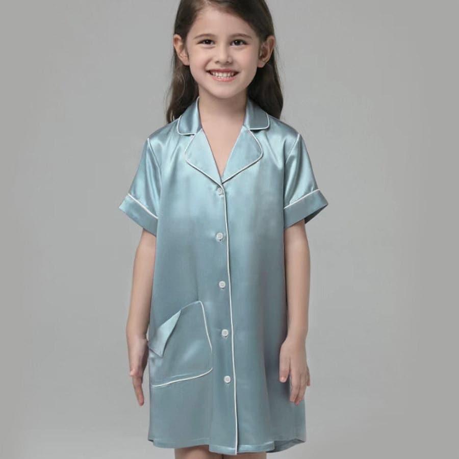 女の子用シルクナイトドレスブラウス風