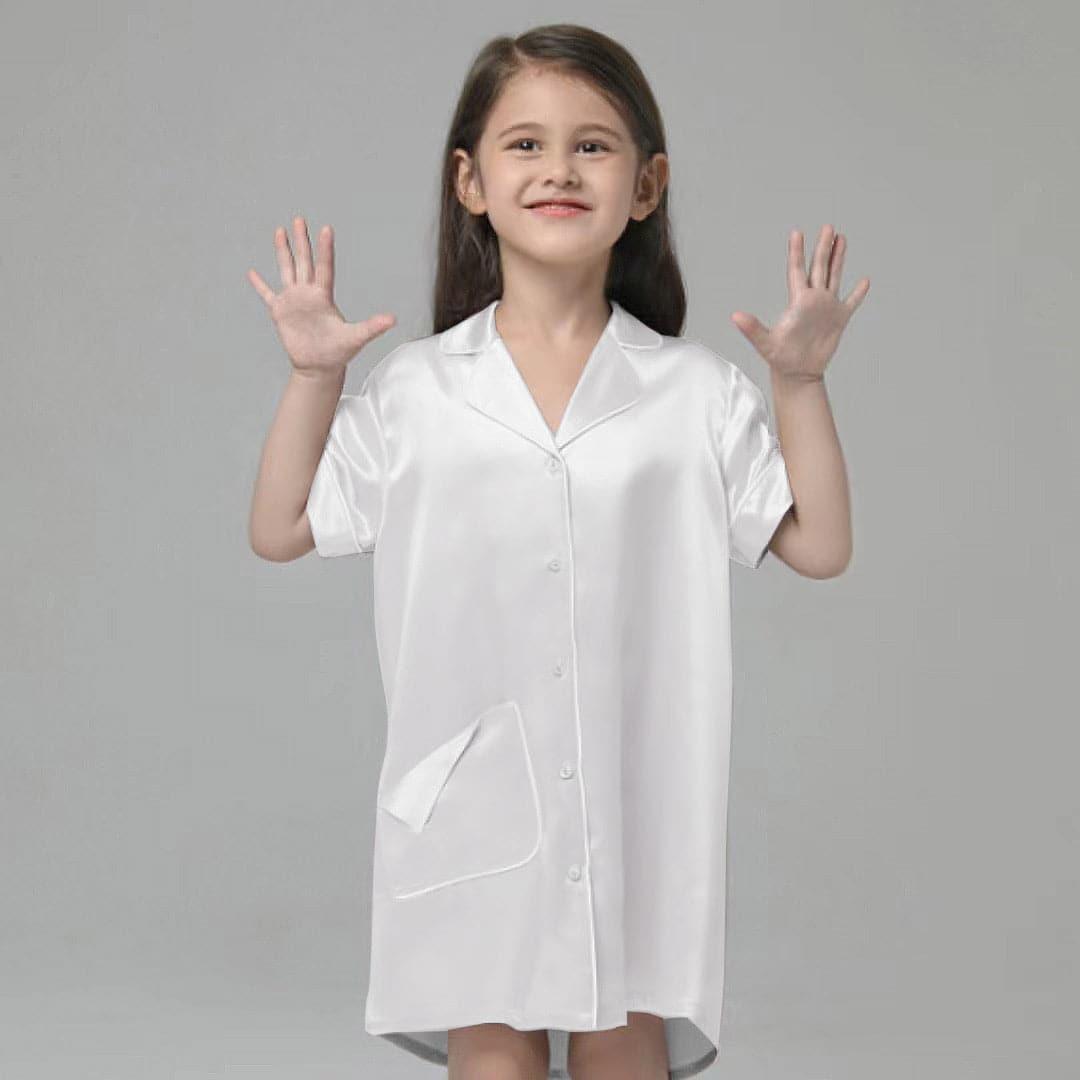 女の子用シルクナイトドレスブラウス風